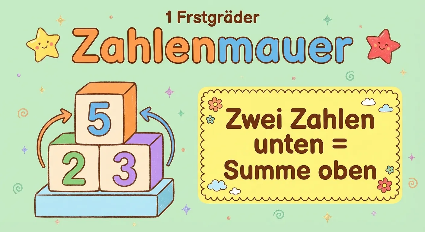 Erstelle eine freundliche Zusammenfassung für Klasse 1.

**Aufbau:**
- Überschrift: 