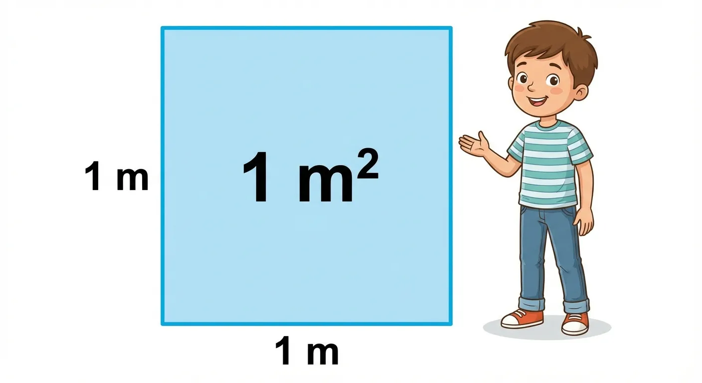 Erstelle ein übersichtliches Diagramm, das ein Einheitsquadrat zeigt.

**Aufbau:**
- Ein Quadrat mit gleichmäßigen Seiten
- Beschriftung 